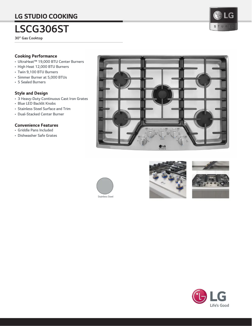 Página 1 del manual Ficha técnica LG LSCG306ST