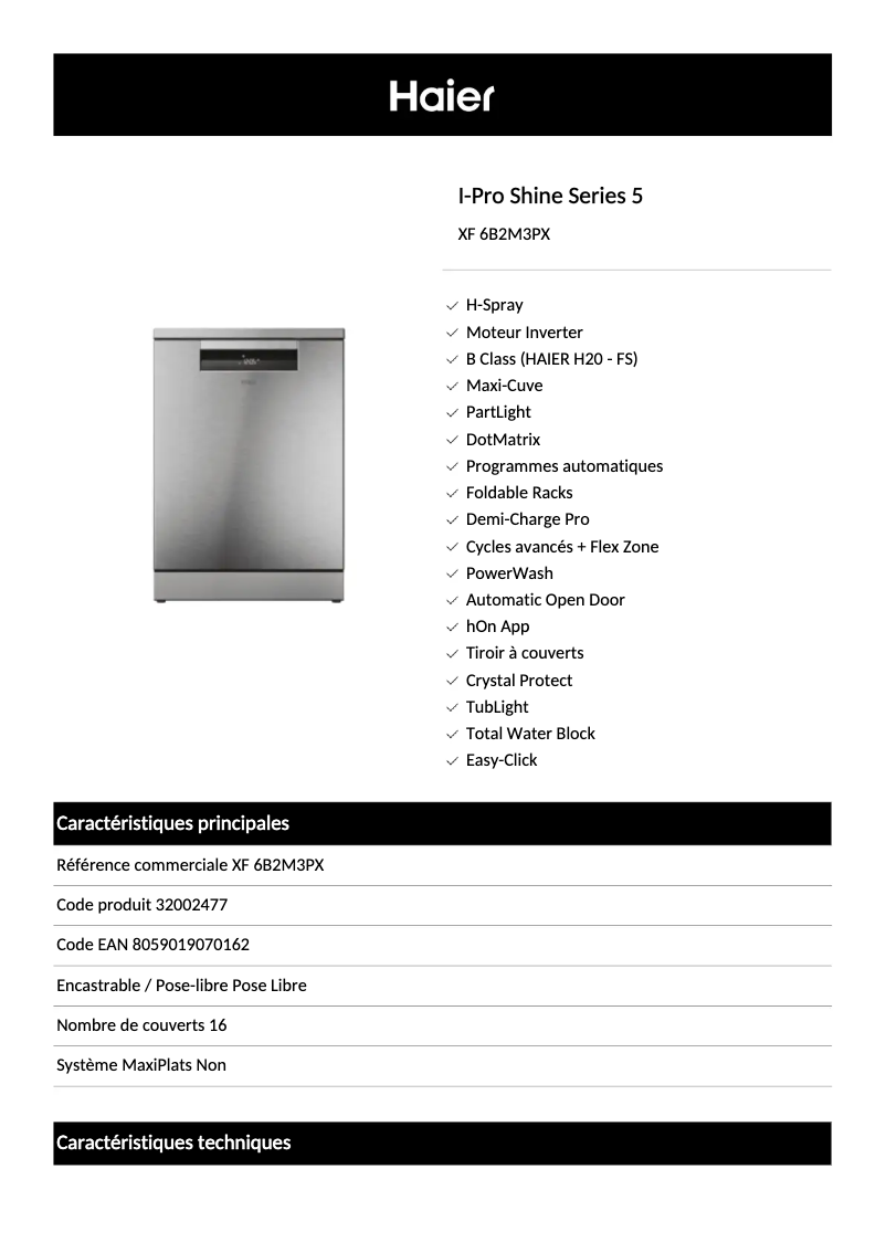 Image de la première page du manuel de l'appareil XF 6B2M3PX