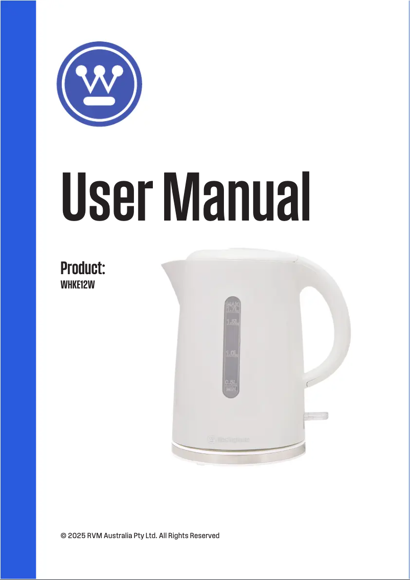 Page n°1 - Manuel utilisateur Westinghouse WHKE12W