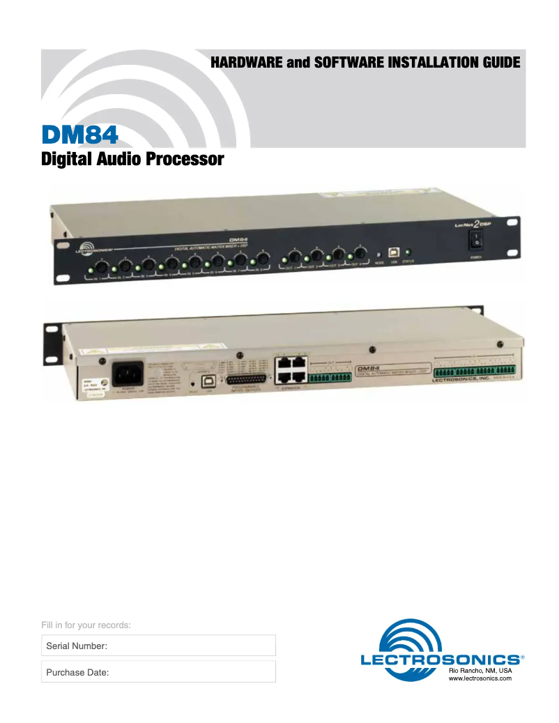 Page n°1 - Manuel utilisateur Lectrosonics DM84