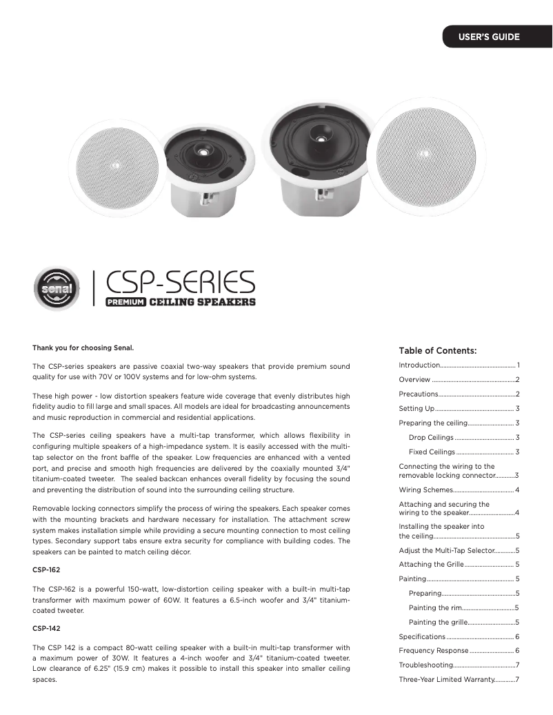Page 1 de la notice Manuel utilisateur Senal CSP-142
