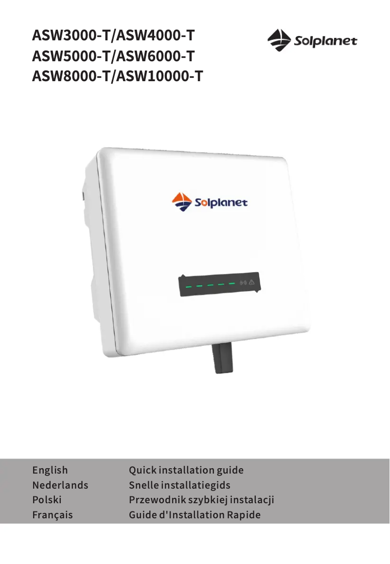 Page 1 de la notice Guide d'installation Solplanet ASW4000-T