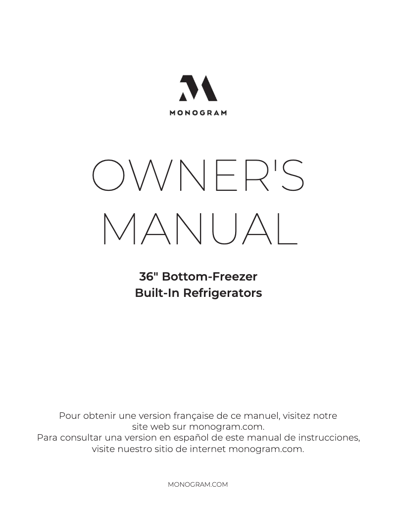 Page 1 de la notice Manuel utilisateur Monogram ZICS360NVLH