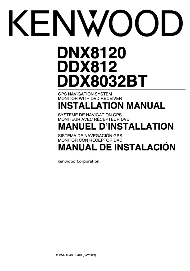 Page n°1 - Manuel utilisateur Kenwood DNX8032BT