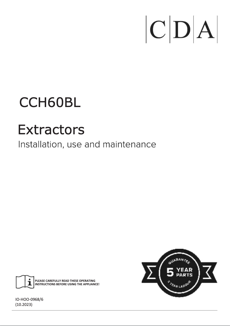 Page 1 de la notice Manuel utilisateur CDA CCH60BL