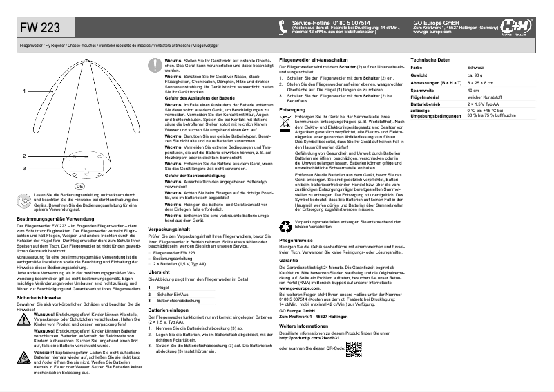 Image de la première page du manuel de l'appareil FW 223
