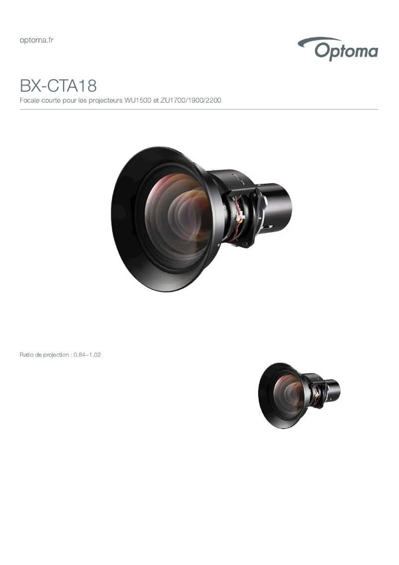 Page n°1 - Manuel utilisateur Optoma BX-CTA18