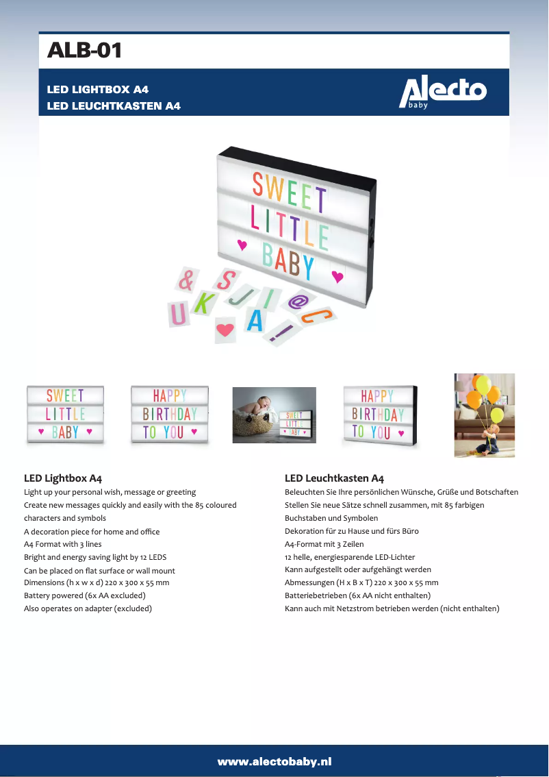 Página 1 del manual Manual de usuario Alecto ALB-01