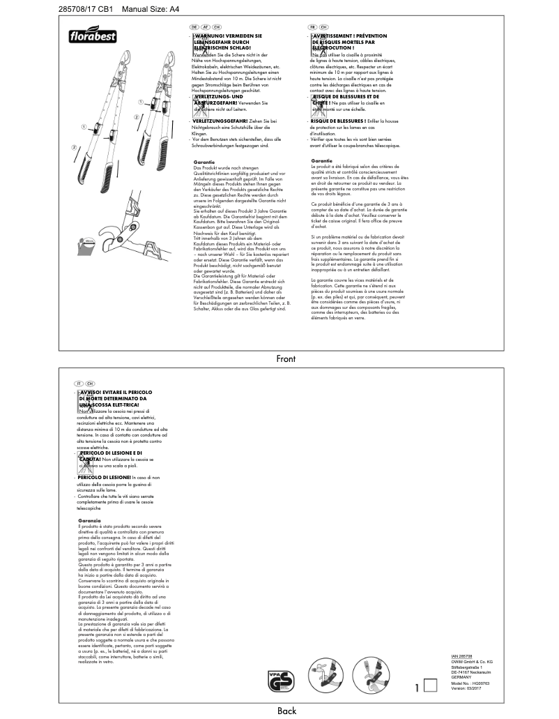 Image de la première page du manuel de l'appareil IAN 285708