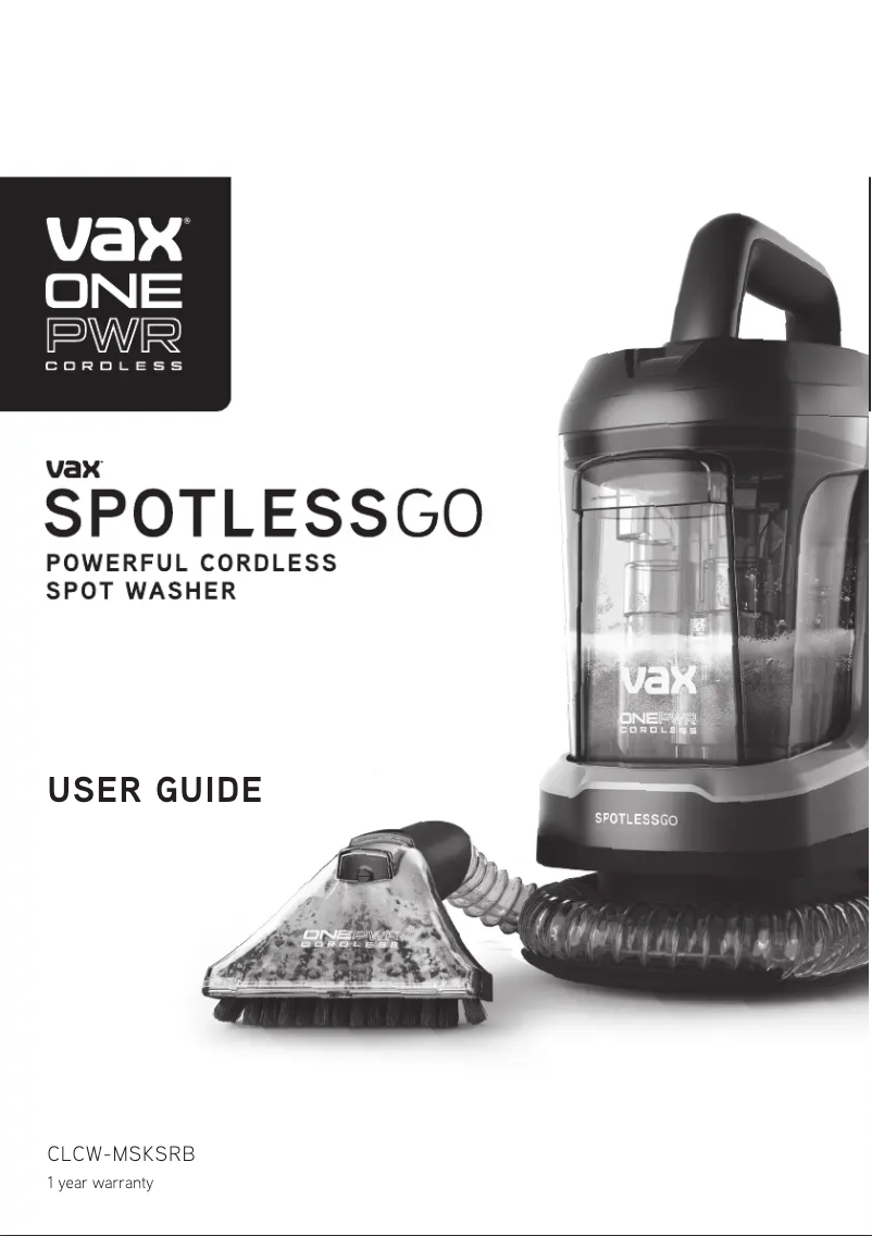 Página 1 del manual Manual de usuario Vax SpotlessGo CLCW-MSKS