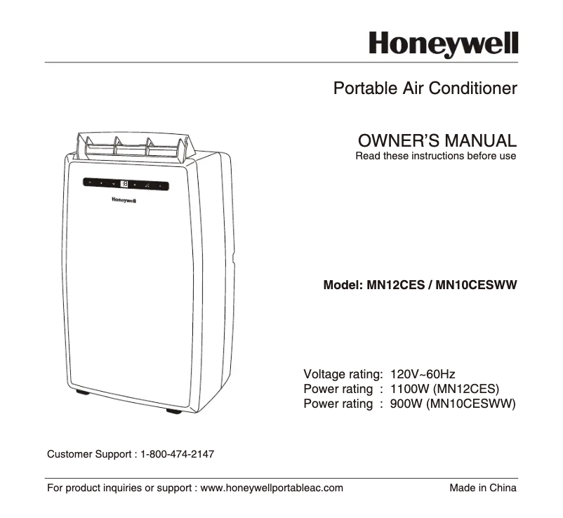 Page n°1 - Manuel d'utilisation et d'entretien Honeywell MN12CES
