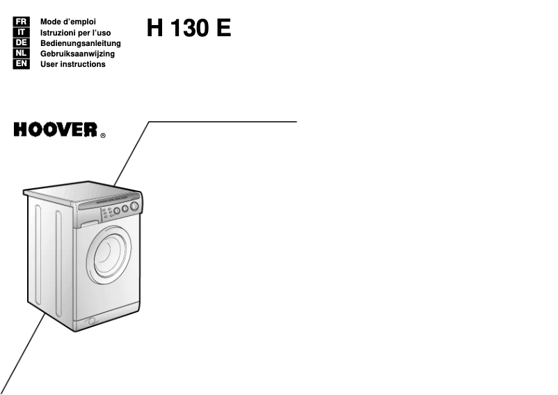 Page 1 de la notice Manuel utilisateur Hoover H130EUK