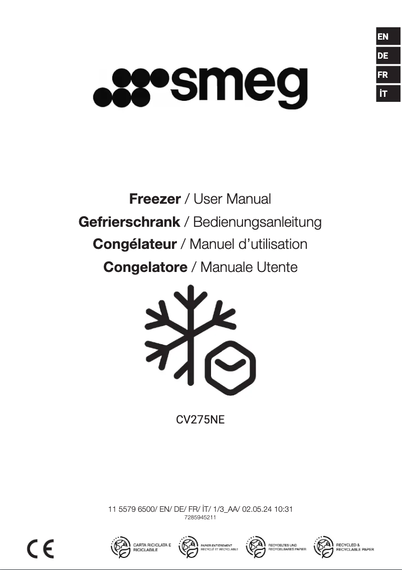 Page 1 de la notice Manuel utilisateur Smeg CV275NE