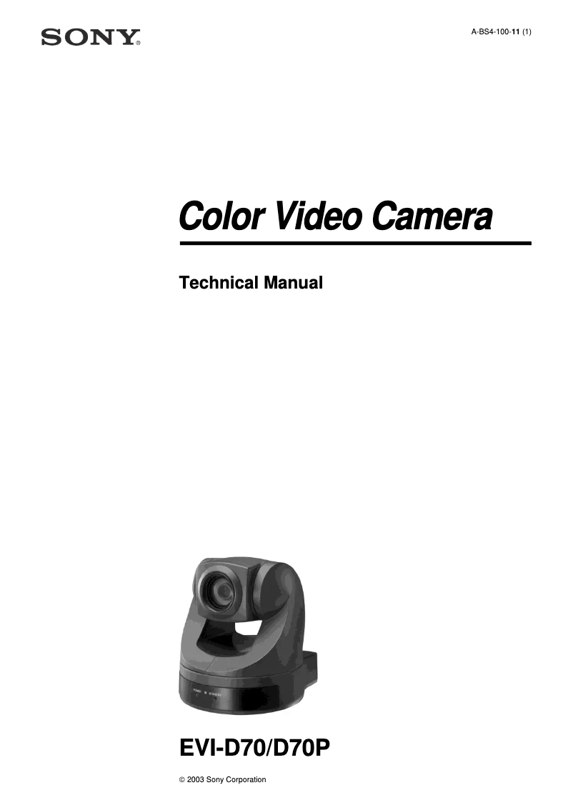 Page n°1 - Manuel utilisateur Sony EVI-D70PW