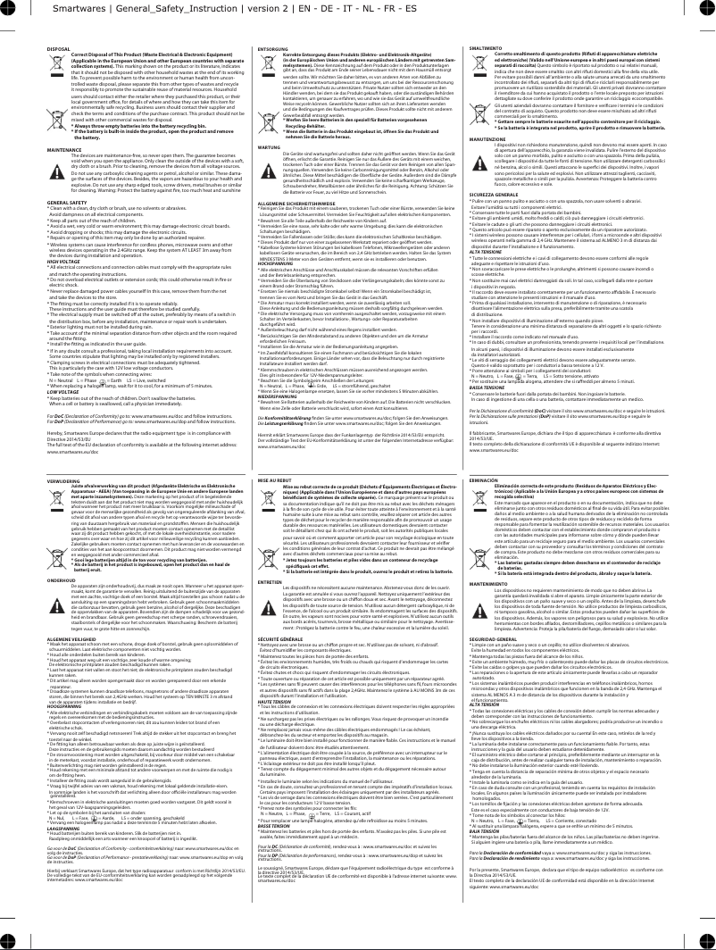 Page n°1 - Instructions de sécurité Smartwares 7000.034