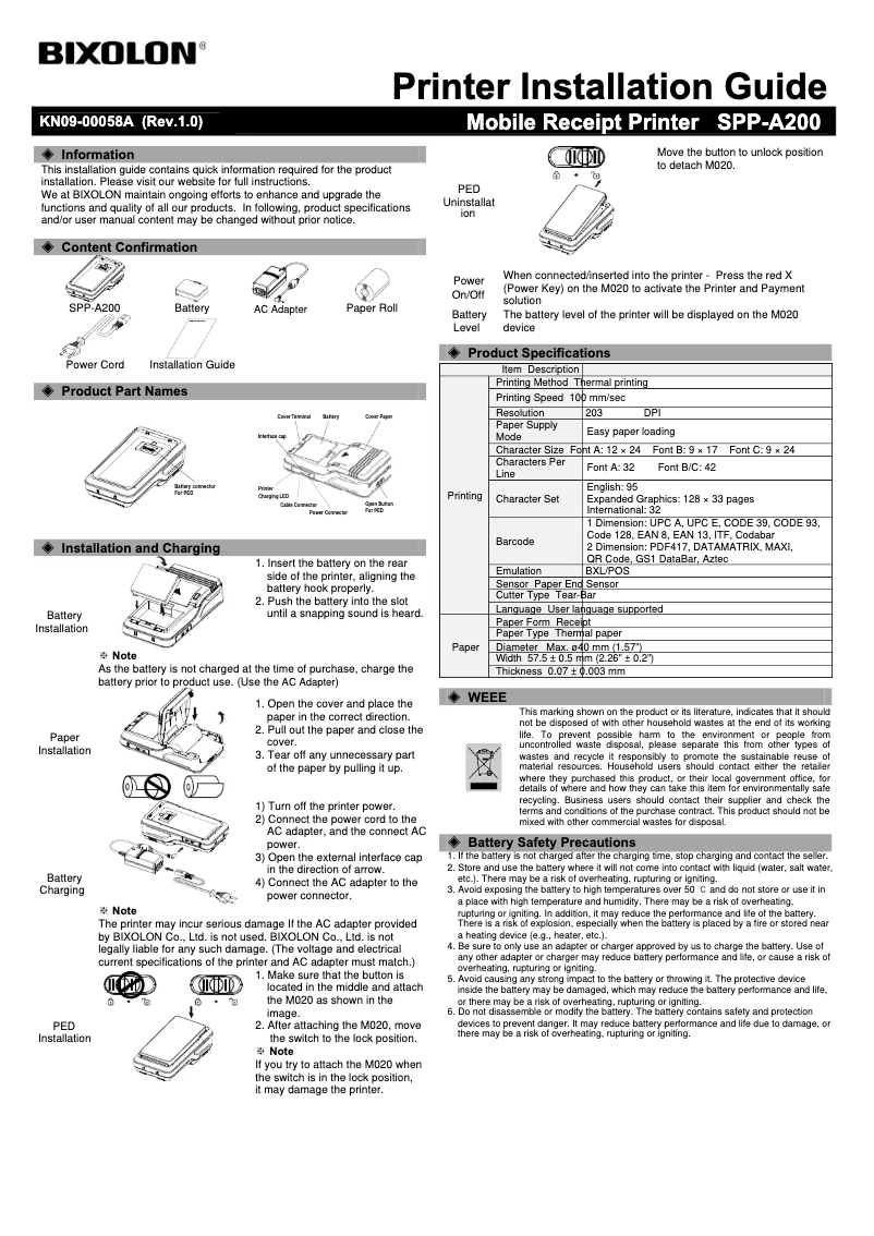 First page image of the manual for SPP-A200