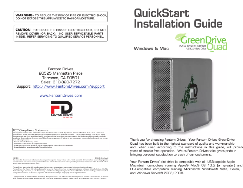 Page n°1 - Manuel utilisateur Fantom Drives GD2000Q