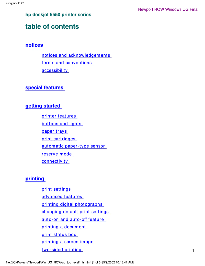 Page 1 de la notice Manuel utilisateur HP DeskJet 5550