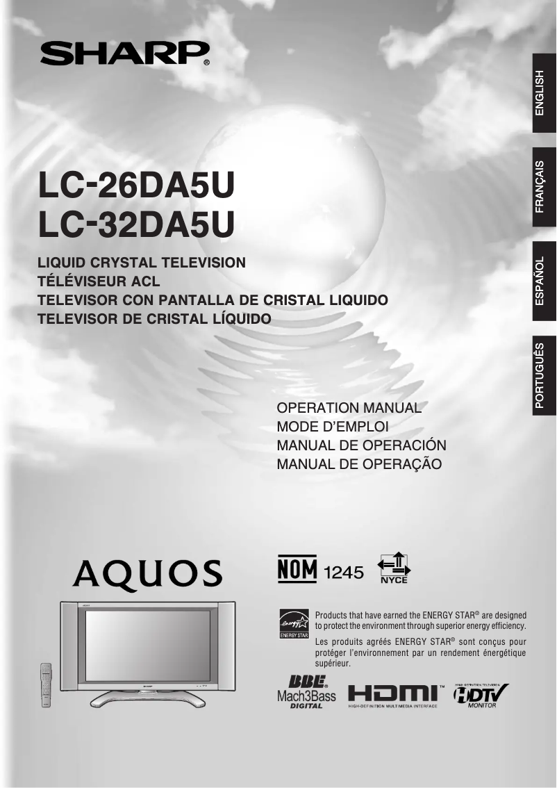 Page 1 de la notice Manuel utilisateur Sharp Aquos LC-32DA5U