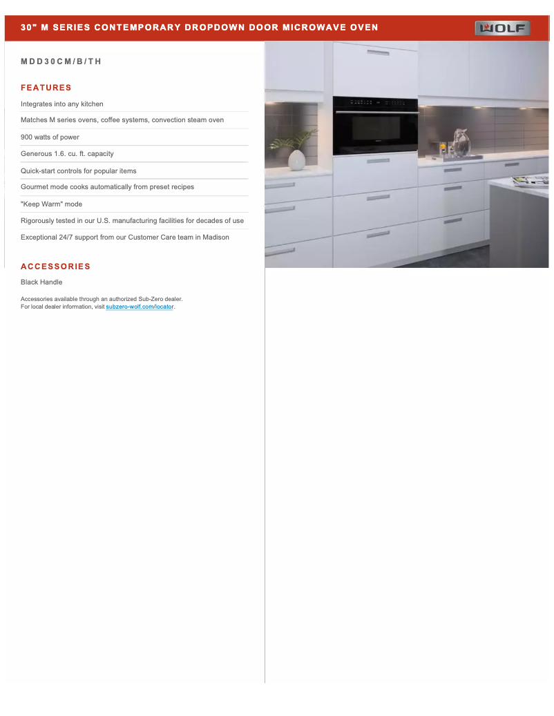 Page 1 de la notice Fiche technique Wolf MDD30CM