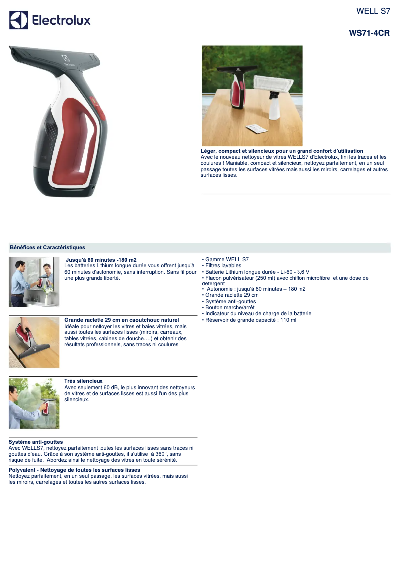 Página 1 del manual Ficha técnica Electrolux WS71-4CR