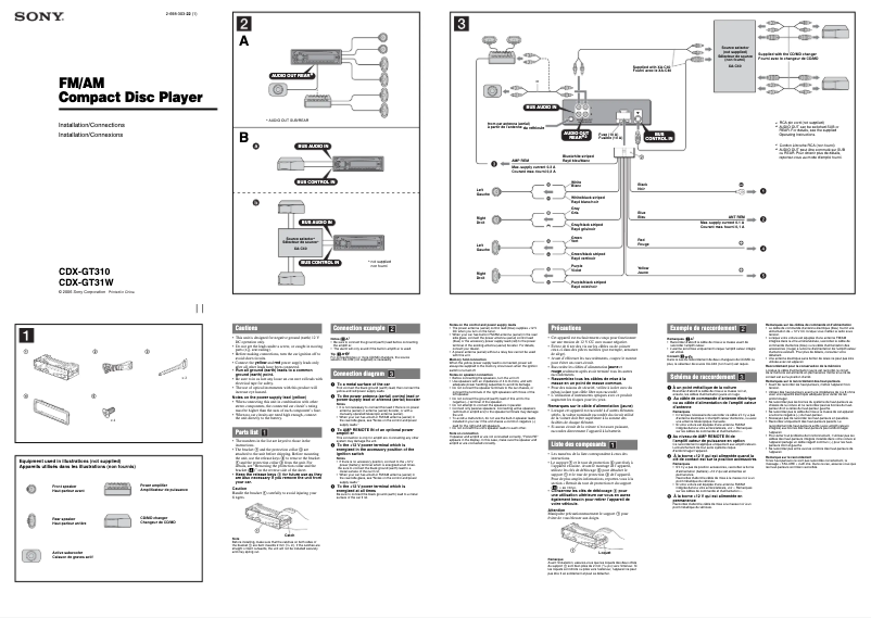 Page n°1 - Guide d'installation Sony CDX-GT31W