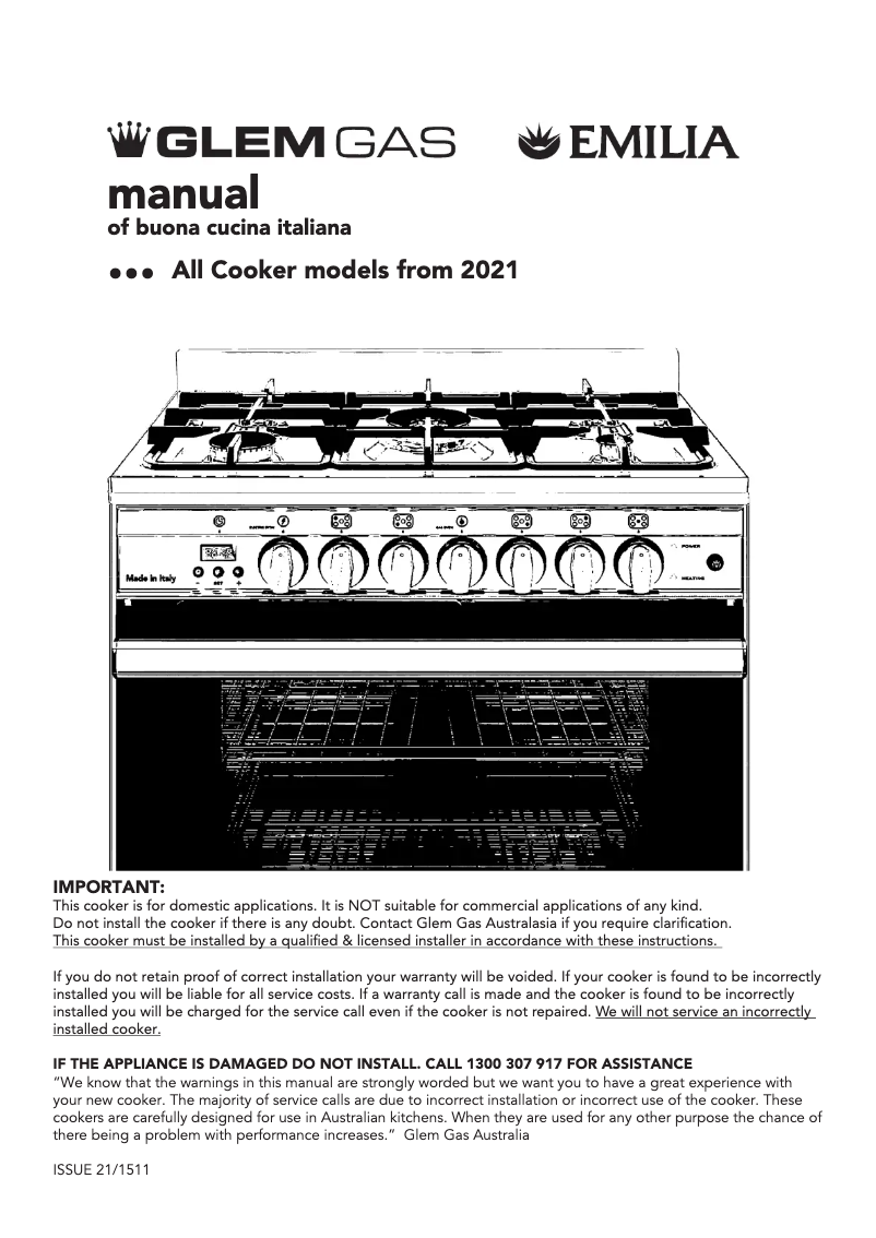 Page 1 de la notice Instructions / montage Glem Gas GS965GGN