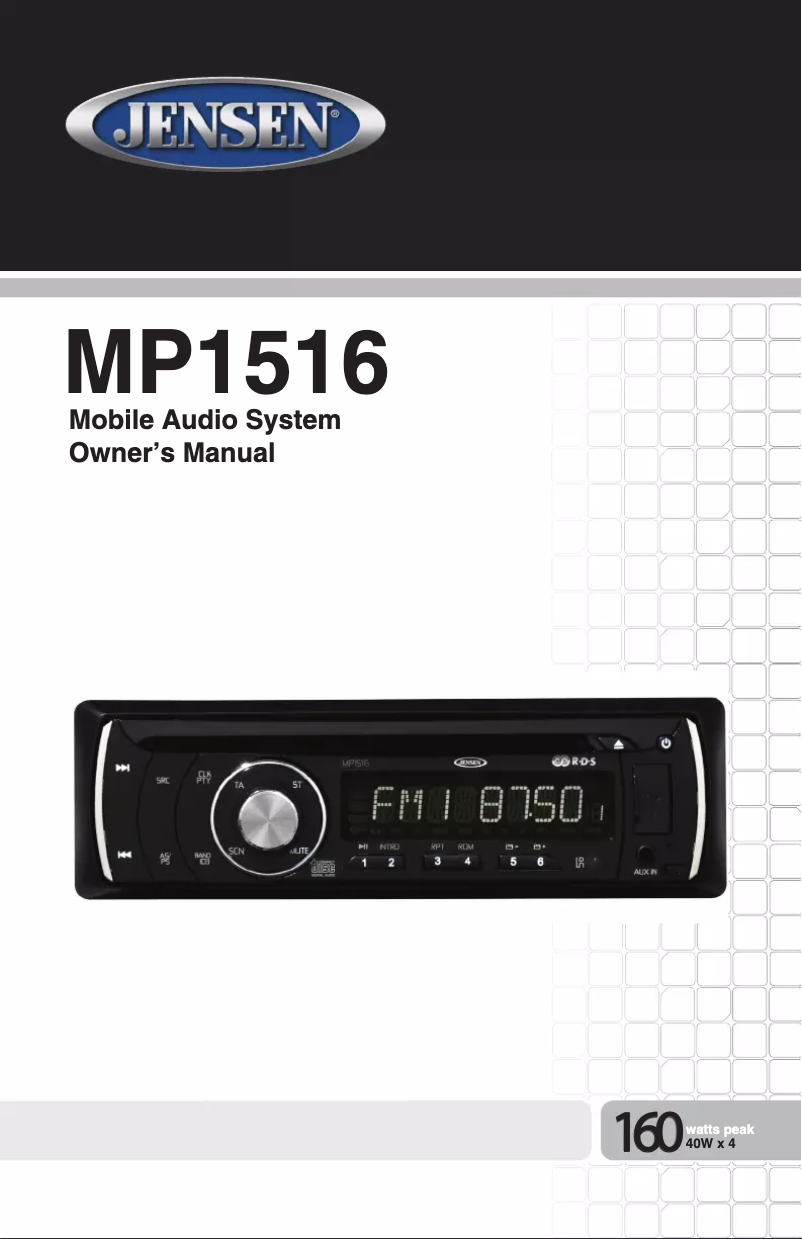 Page 1 de la notice Manuel utilisateur Jensen MP1516