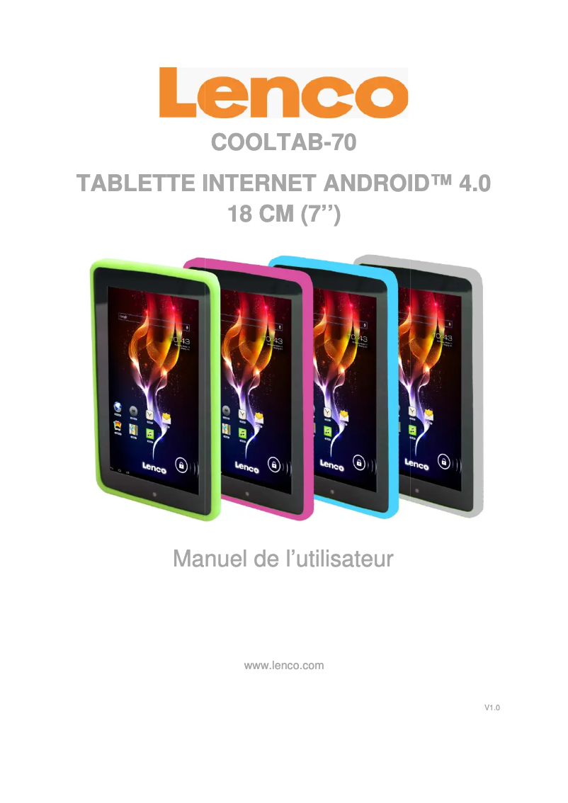 Page 1 of the manual User Manual Lenco Cooltab-72