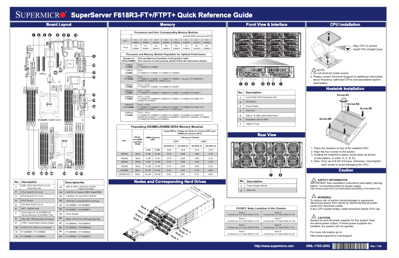 Page 1 de la notice Guide de démarrage rapide Supermicro SuperServer F618R3-FTPT+