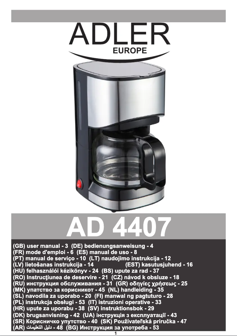 Page 1 de la notice Manuel utilisateur Adler AD 4407