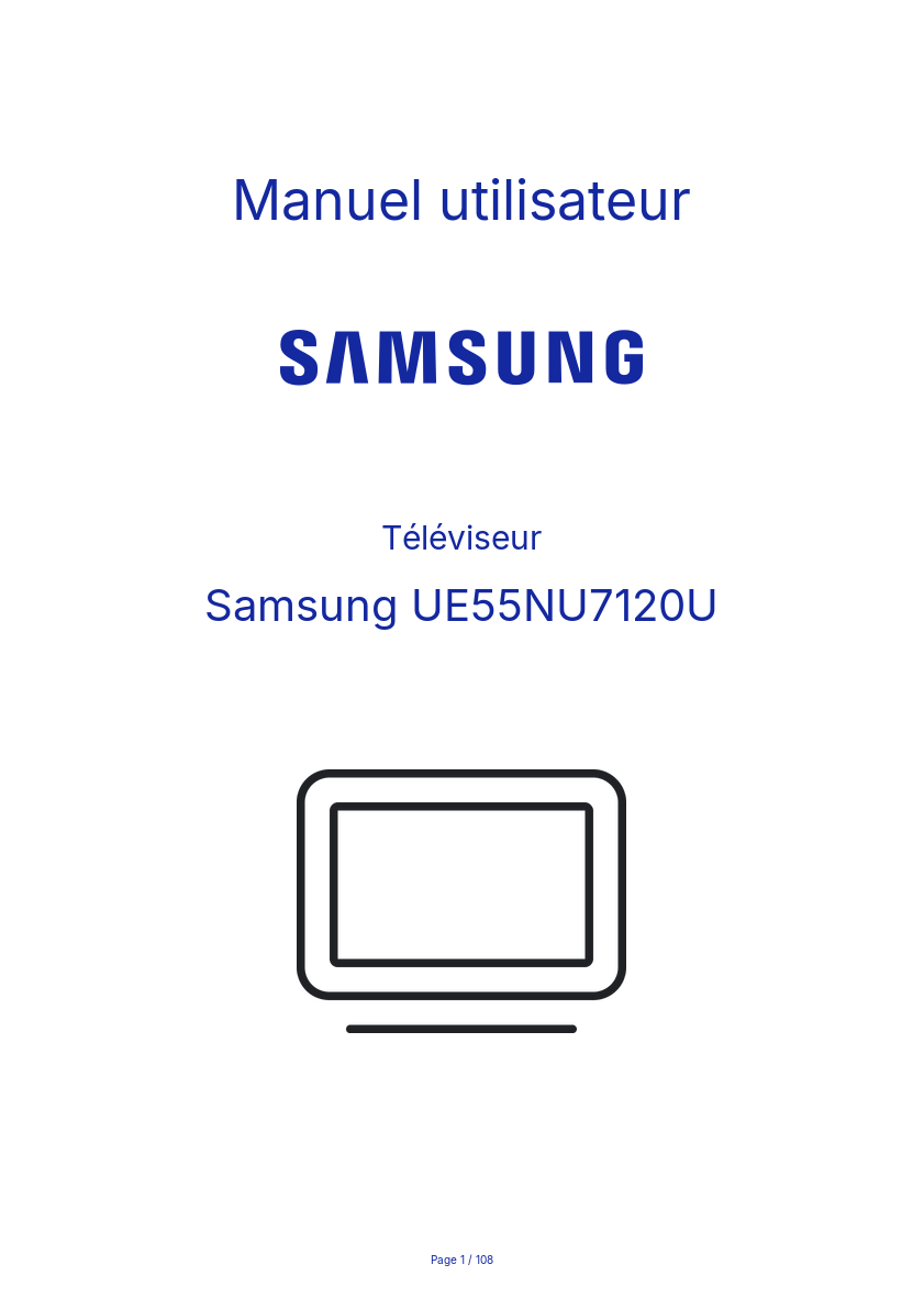 Page 1 de la notice Manuel utilisateur Samsung UE55NU7120U