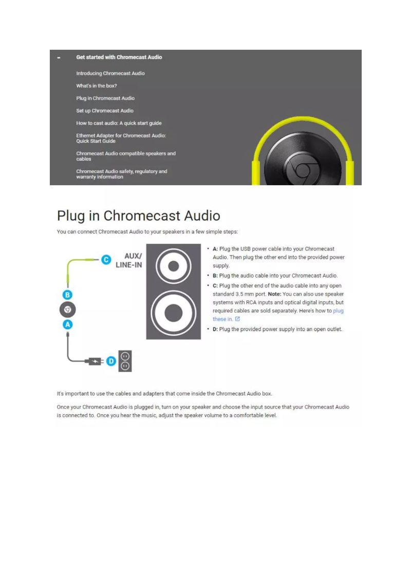 Page 1 de la notice Manuel utilisateur Google Chromecast Audio
