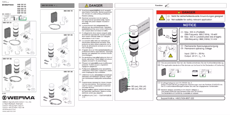 Page n°1 - Manuel utilisateur Werma 64919102