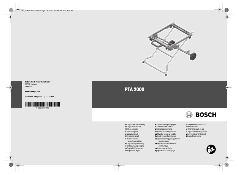 Page 1 de la notice Manuel utilisateur Bosch PTA 2000