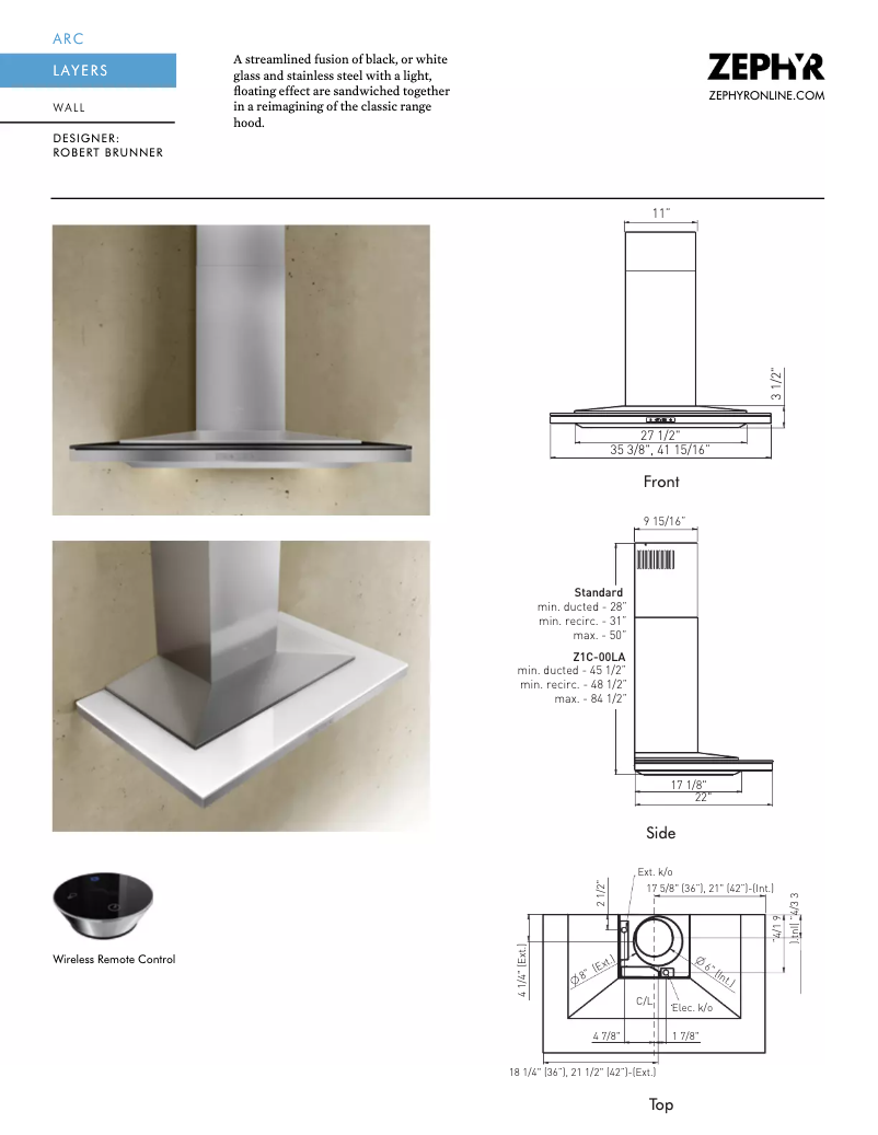 Page n°1 - Fiche technique Zephyr ALAE42BWX