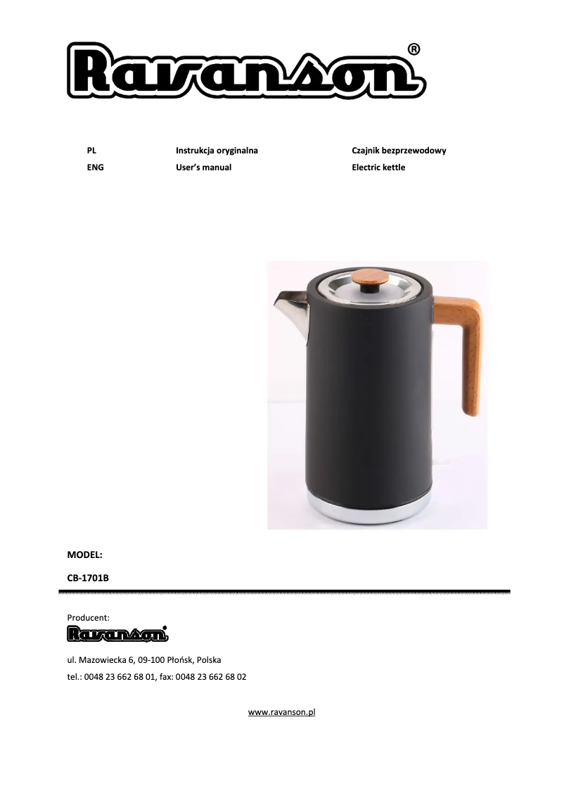 Image de la première page du manuel de l'appareil CB-1701B