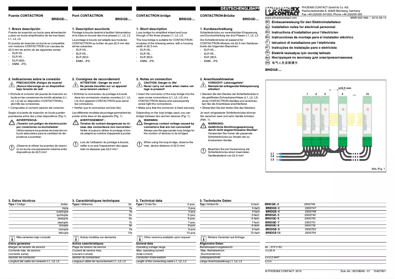 Page 1 de la notice Manuel utilisateur Phoenix Contact BRIDGE-6