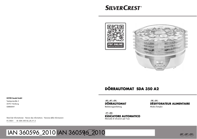 Image de la première page du manuel de l'appareil SDA 350 A2
