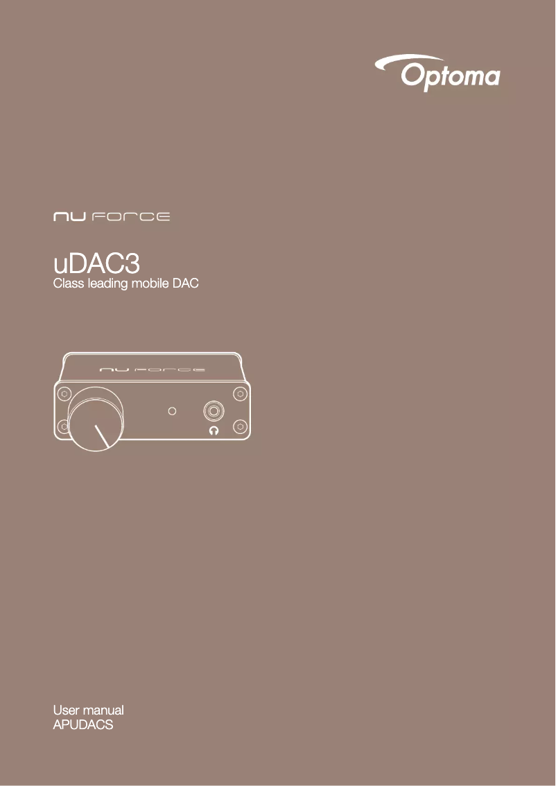 Page 1 de la notice Manuel utilisateur Optoma NuForce uDAC3