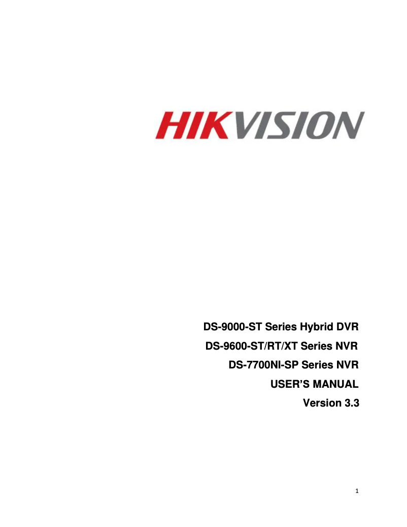 Page n°1 - Manuel utilisateur Hikvision DS-9632NI-ST