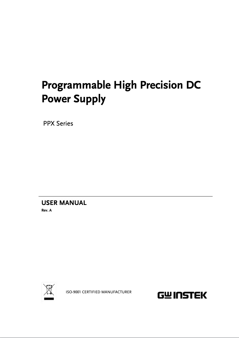 Page n°1 - Manuel utilisateur GW Instek PPX-1005