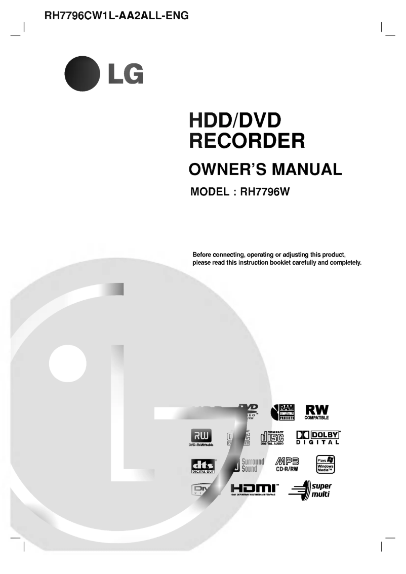 Page 1 de la notice Manuel utilisateur LG RH7796CW1L