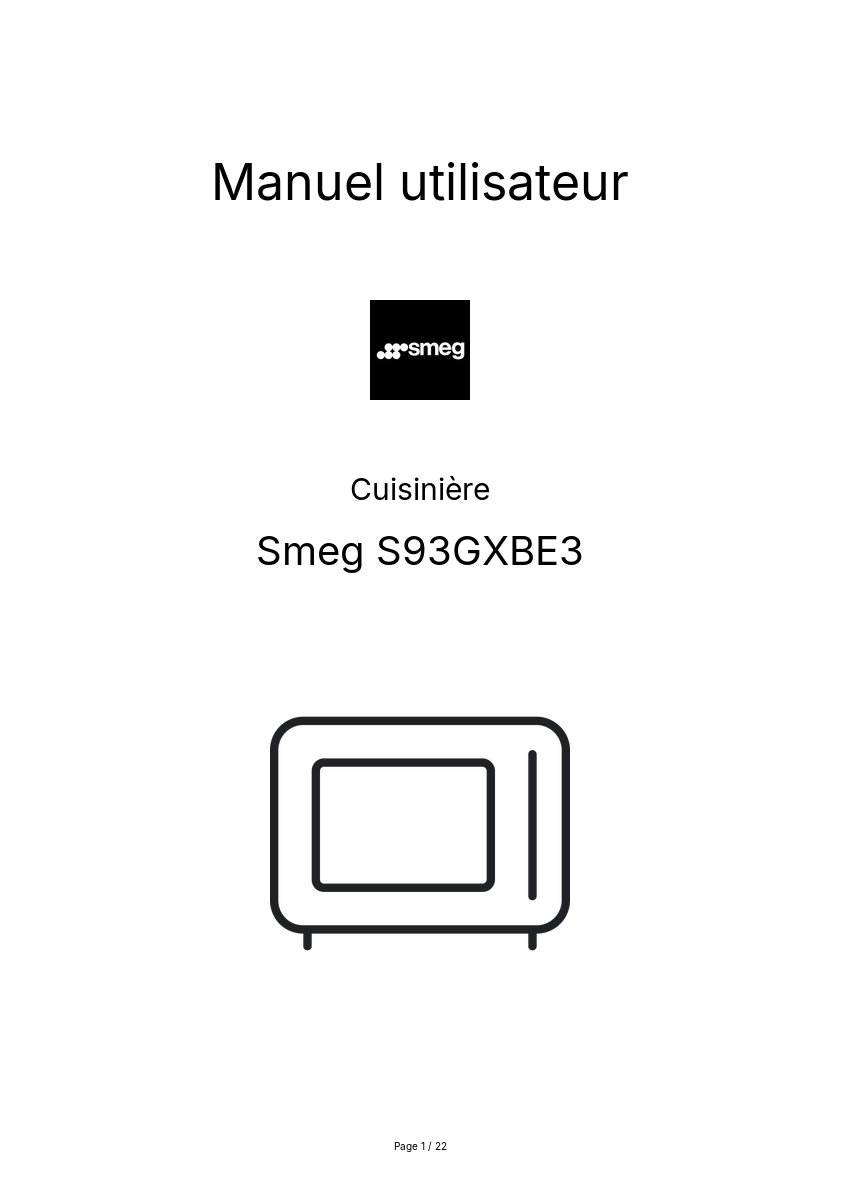 Image de la première page du manuel de l'appareil S93GXBE3