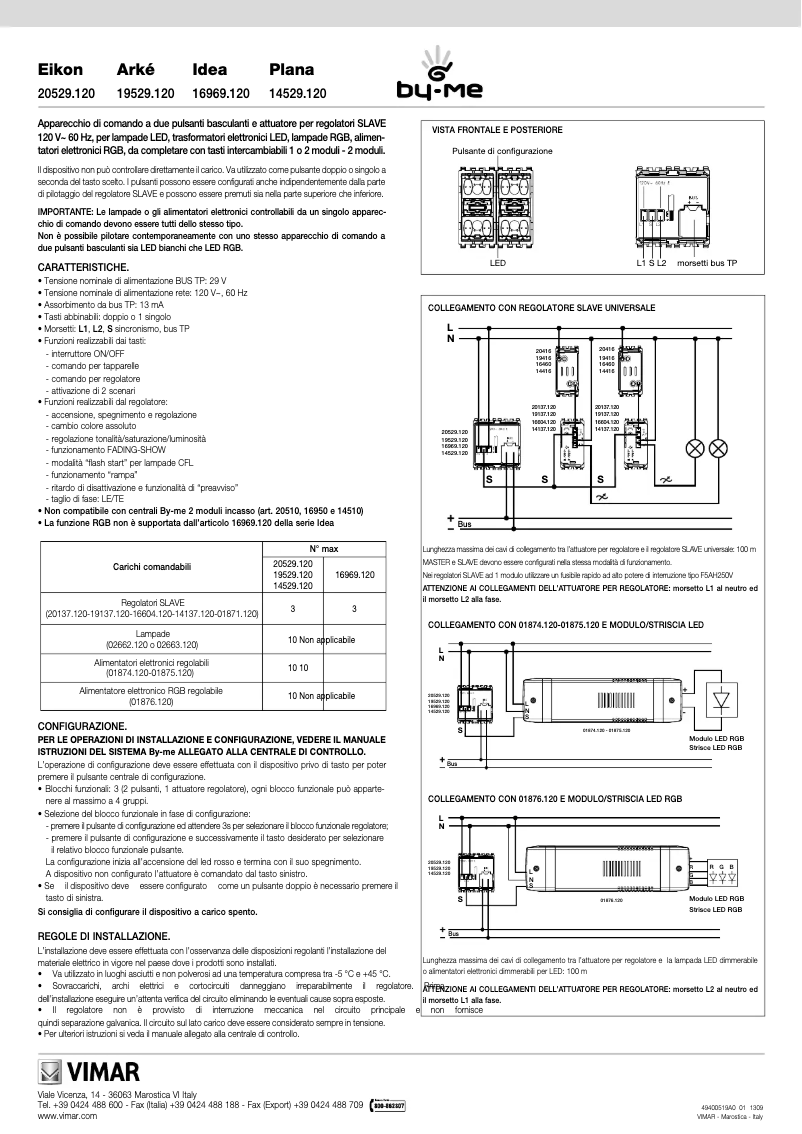 Page 1 de la notice Manuel utilisateur Vimar 20529.120