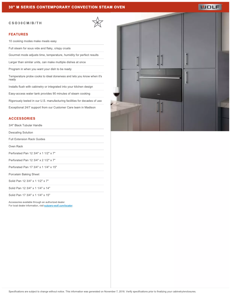 Page 1 de la notice Guide d'installation Wolf M Series CSO30CM/B