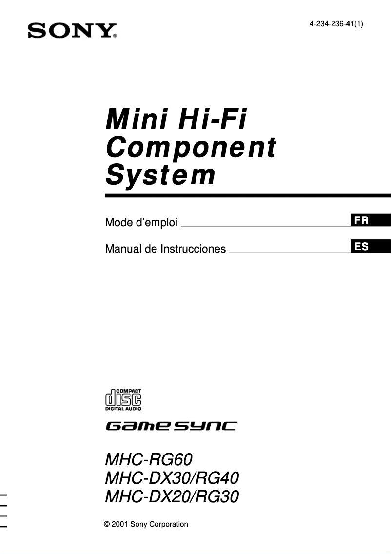 Page n°1 - Manuel utilisateur Sony MHC-RG30