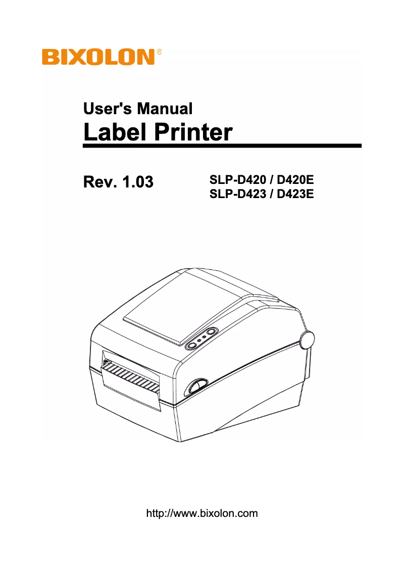 Page 1 of the manual User Manual Bixolon SLP-D423EG