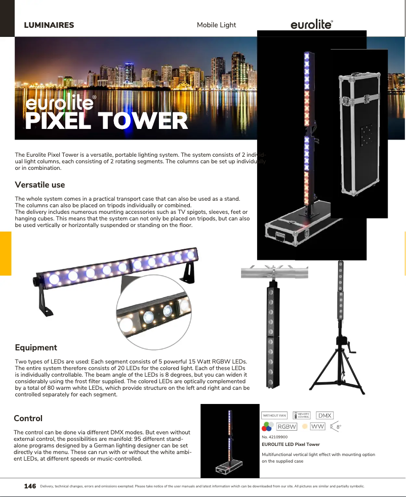 Página 1 del manual Catálogo Eurolite LED Pixel Tower