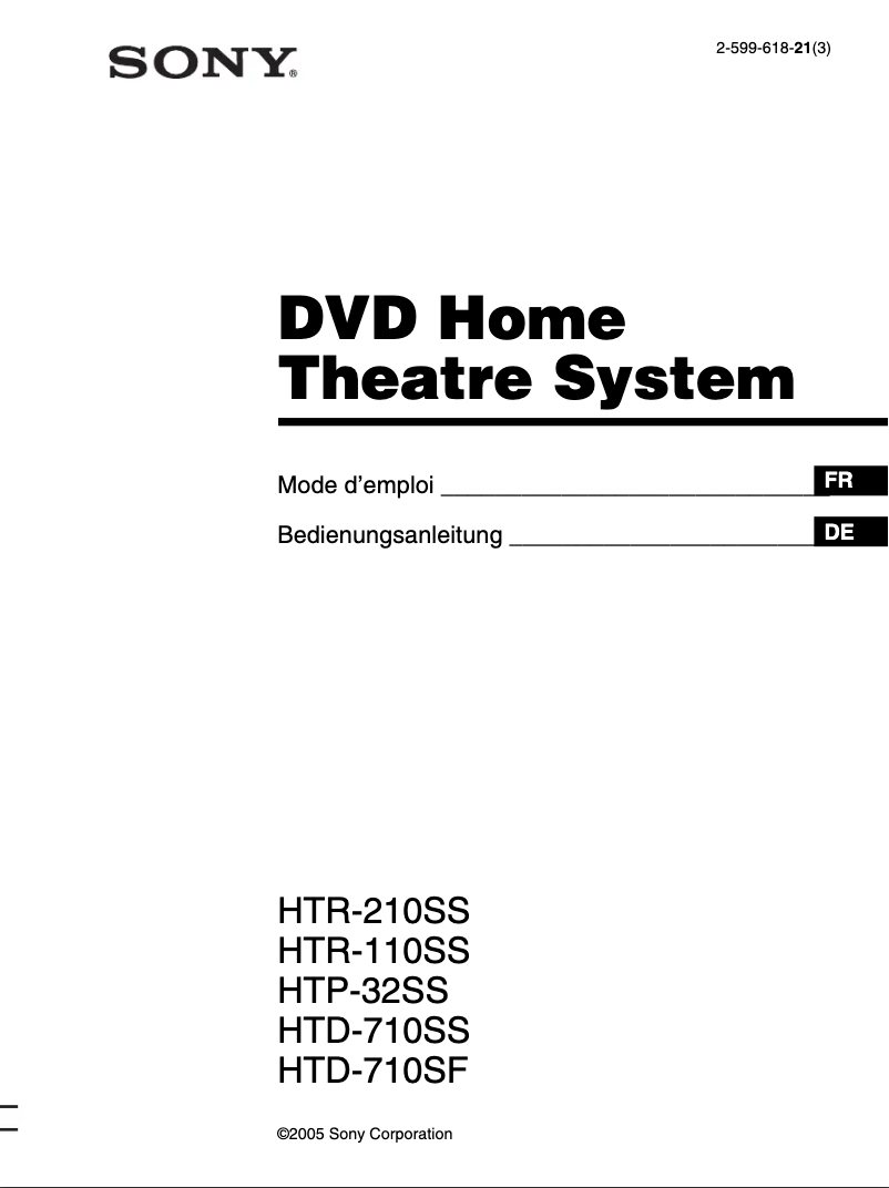 Page 1 de la notice Manuel utilisateur Sony HTP-32SS